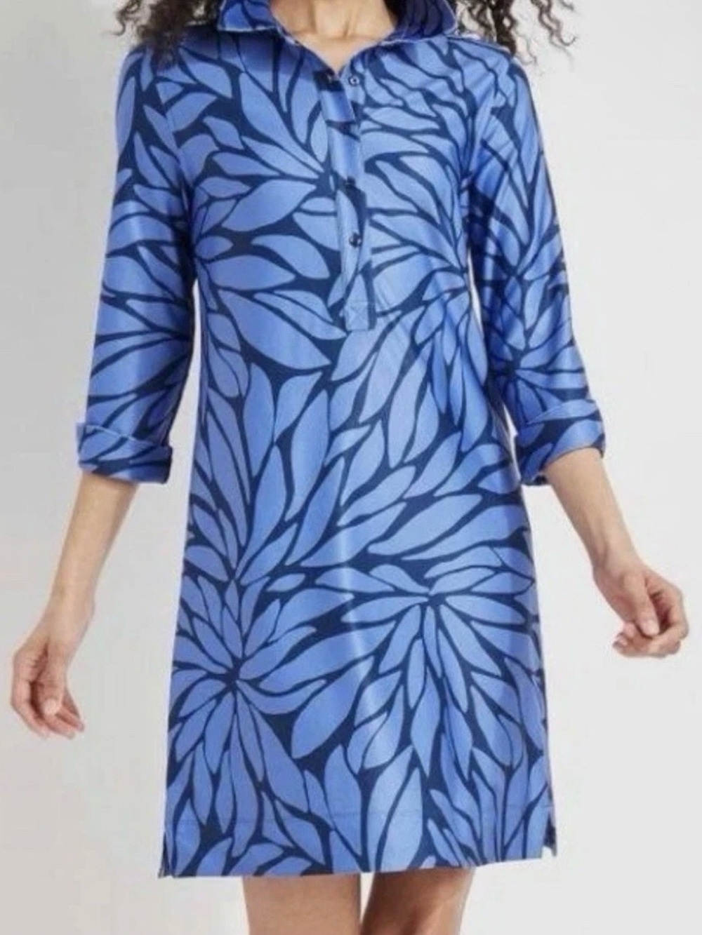 Vineyard Vines Blue Floral Midi Shirt Dress